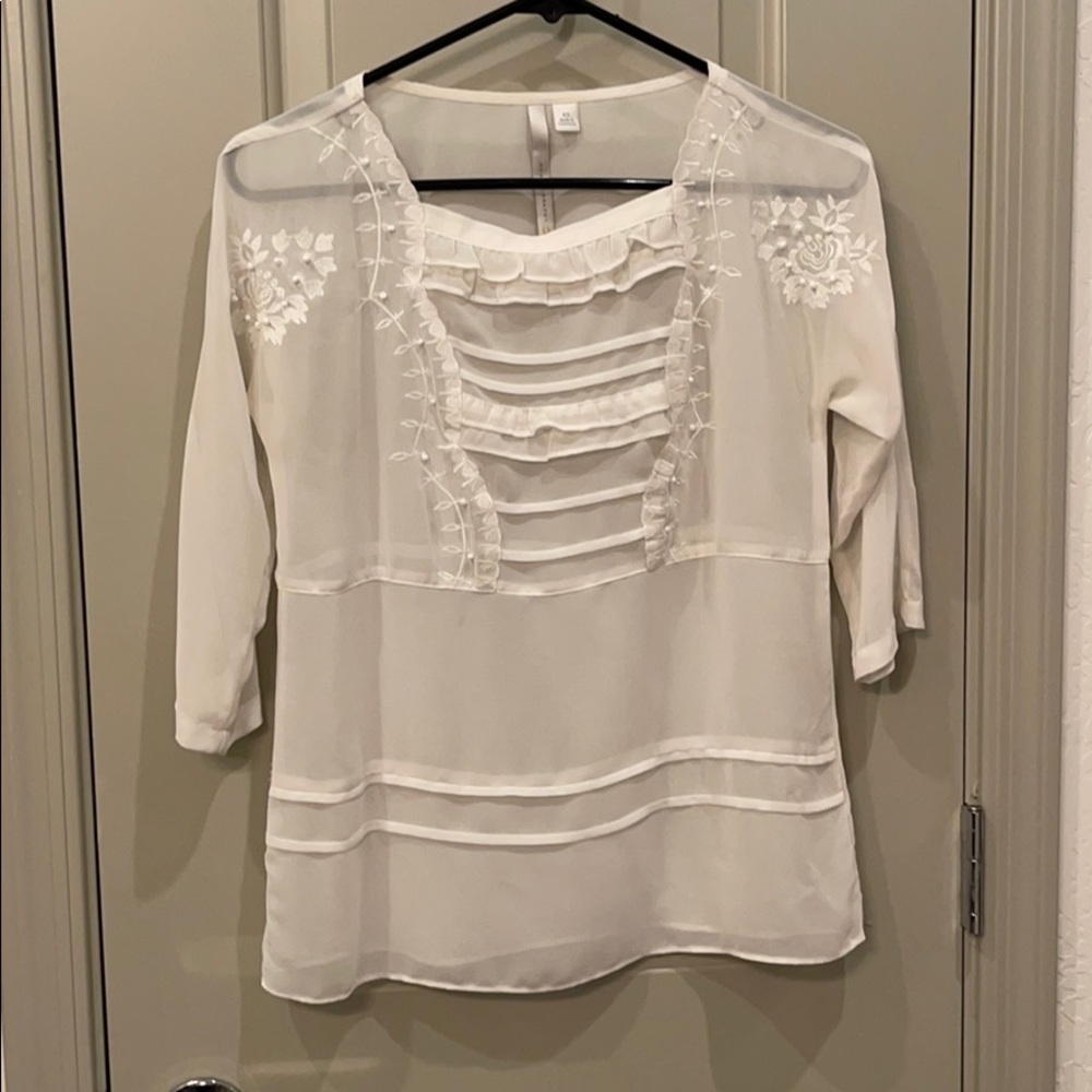 Sheer blouse with beads